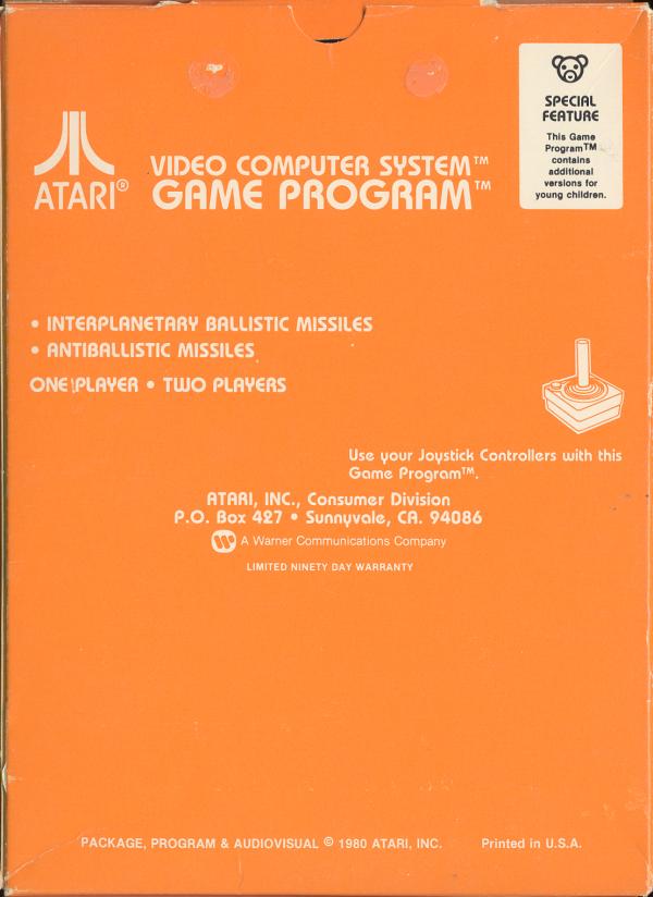 Missile Command - Box Back