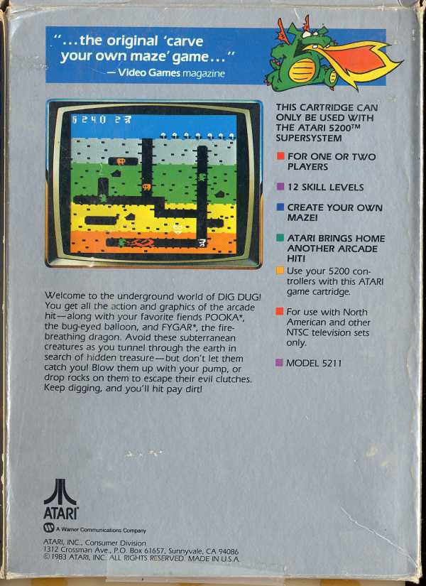 Dig Dug - Box Back